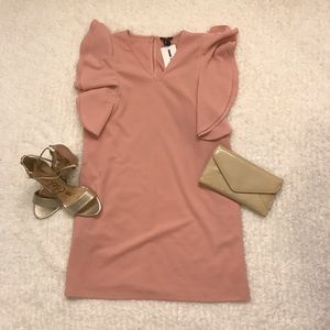 Mauve Flutter Sleeve Dress